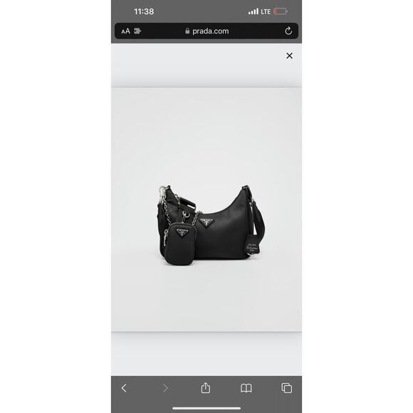 Prada Re-Edition 2005 Black Nylon Shoulder Bag with Chain Strap and Mini Pouch - Picture 5 of 8